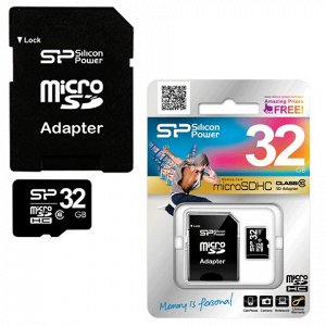 Карта памяти microSDHC 32GB SILICON POWER, 10 Мб/сек (class