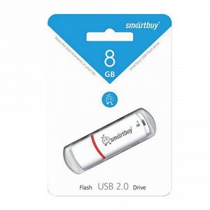 Флэш-диск 8GB SMARTBUY Crown USB 2.0, белый, SB8GBCRW-W