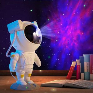 Проектор звездного неба Goodly Starry Sky Projector Космонавт, ночник детский для сна, настольный светильник, светодиодный, лазерный режим, несколько проекций, пульт управления, белый