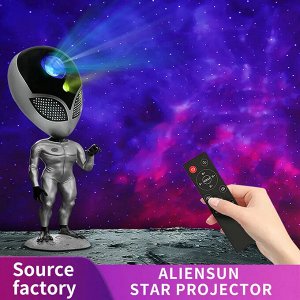 Проектор звездного неба Alien Star Sky Projector Пришелец, ночник детский для сна, настольный светильник, светодиодный, лазерный режим, 8 проекций, пульт управления, повторение голоса