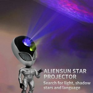 Проектор звездного неба Alien Star Sky Projector Пришелец, ночник детский для сна, настольный светильник, светодиодный, лазерный режим, несколько проекций, пульт управления, повторение голоса