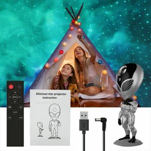 Akuma Проектор звездного неба Alien Star Sky Projector Пришелец, ночник детский для сна, настольный светильник, светодиодный, лазерный режим, несколько проекций, пульт управления, повторение голоса