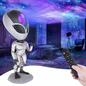 Akuma Проектор звездного неба Alien Star Sky Projector Пришелец, ночник детский для сна, настольный светильник, светодиодный, лазерный режим, несколько проекций, пульт управления, повторение голоса