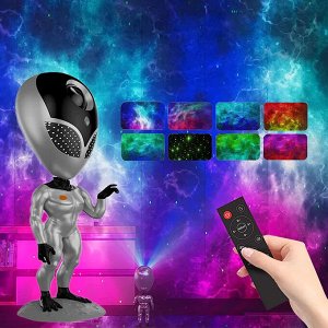 Проектор звездного неба Aliensun Star Projector Пришелец, ночник детский для сна, настольный светильник, светодиодный, лазерный режим, несколько проекций, пульт управления, повторение голоса