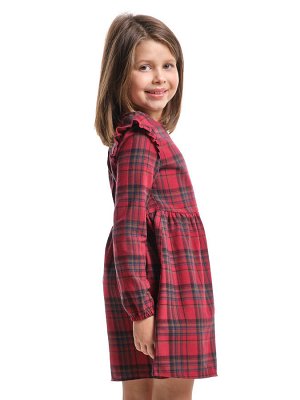 Mini Maxi Платье для девочки клетка (104-122см) UD 8050-1(2) красная/синяя клетка