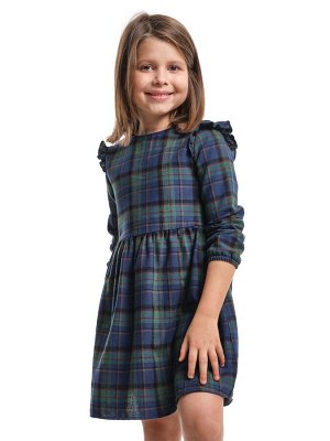 Mini Maxi Платье для девочки клетка (104-122см) UD 8050-2(2) зеленая/синяя клетка