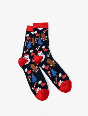 Мужские носки на новогоднюю тематику с рисунком