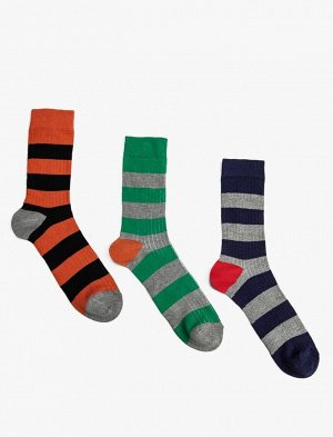 Комплект мужских носков из трех предметов с цветовыми блоками