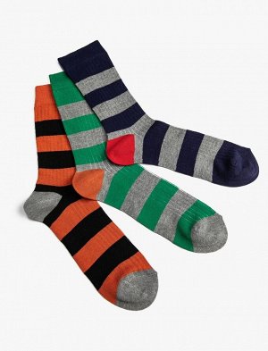 Комплект мужских носков из трех предметов с цветовыми блоками