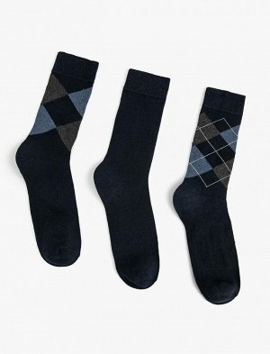 KOTON Комплект мужских носков из трех предметов с геометрическим узором