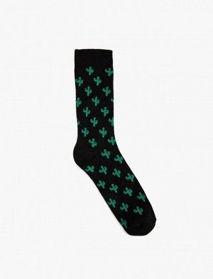 KOTON Мужские носки с рисунком кактуса