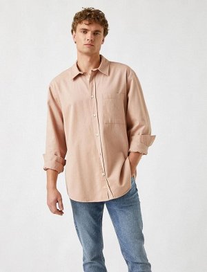Базовая рубашка с карманом и классическим воротником из хлопка