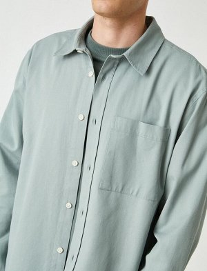 Базовая рубашка с карманом и классическим воротником из хлопка