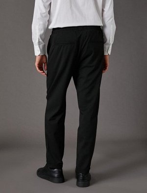 Тканевые брюки, приталенный крой, кружевной пояс, карман, деталь до щиколотки