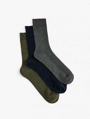 Комплект мужских носков из трех предметов, разноцветные, текстурированные