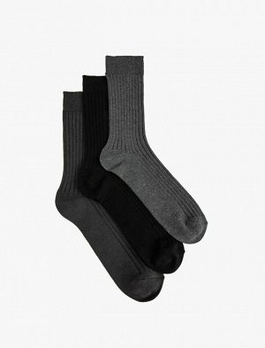 KOTON Комплект мужских носков из трех предметов, разноцветные, текстурированные