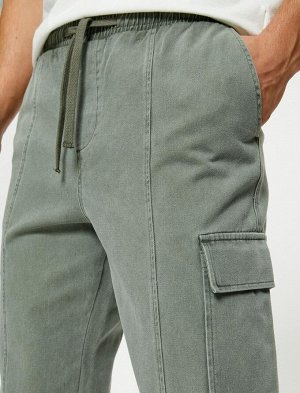 Моющиеся брюки с карманами-карго, шнуровкой на талии и деталью в швах
