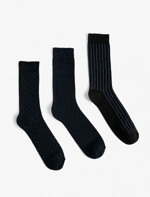 Мужской комплект носков из трех предметов с геометрическим узором, разноцветный
