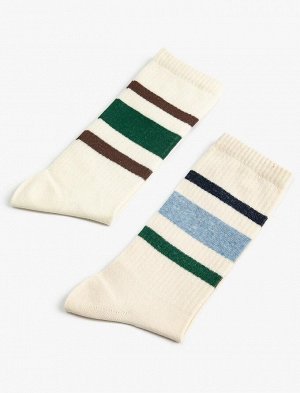 Мужской комплект носков из 2 предметов в полоску, разноцветный