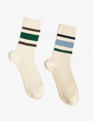 Мужской комплект носков из 2 предметов в полоску, разноцветный