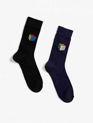 Комплект мужских носков из 2 предметов с геометрическим узором