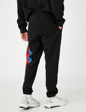 Базовые спортивные штаны Jogger с кружевом на талии и карманами с принтом