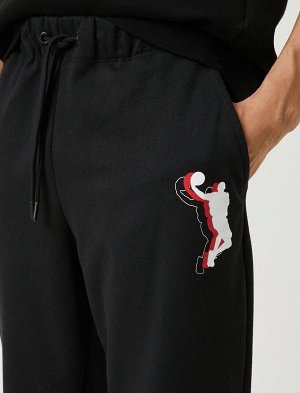 Спортивные спортивные штаны с баскетбольным принтом и кружевной талией