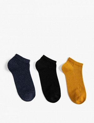 Комплект мужских носков-ботинок из трех предметов, разноцветный