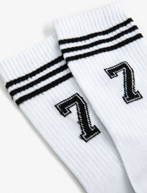 Мужские носки для колледжа с подробной вышивкой на ленте и номером
