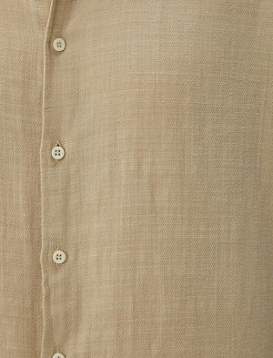 Хлопковая рубашка с итальянским воротником и длинным рукавом, стандартный крой