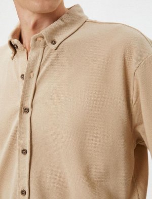 Базовая рубашка с коротким рукавом, классический воротник на пуговицах, хлопок