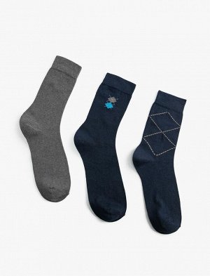 Мужской базовый комплект носков из трех предметов с геометрическим узором