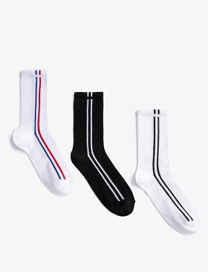 Комплект мужских базовых носков из трех предметов с полосками