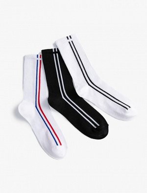 Комплект мужских базовых носков из трех предметов с полосками