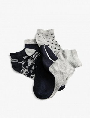 Комплект мужских носков-ботинок из 5 предметов с геометрическим узором