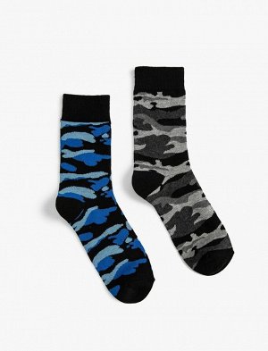 KOTON Мужские камуфляжные носки, комплект из 2 разных цветов
