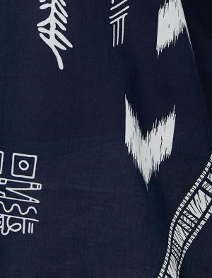 Летняя рубашка с коротким рукавом и отложным воротником с этническим принтом на пуговицах