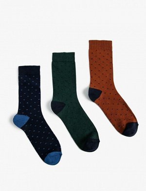 Мужской комплект носков из трех предметов с геометрическим узором, разноцветный