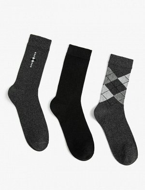 Комплект мужских носков из трех предметов с геометрическим узором