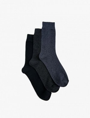 Комплект мужских носков из трех предметов, базовые, разноцветные