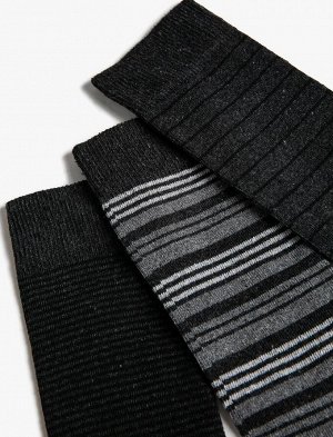 Мужской комплект носков из трех предметов в полоску, разноцветный