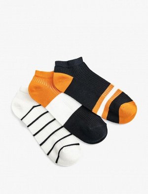 Комплект мужских носков-ботинок из трех предметов с геометрическим принтом