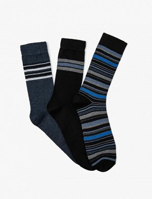 Мужской комплект носков из трех предметов в полоску, разноцветный