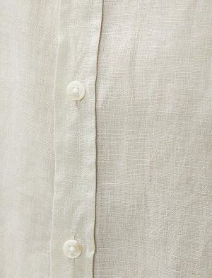 Льняная рубашка с классическим воротником на пуговицах и длинным рукавом