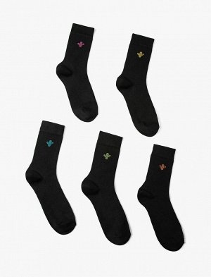 Комплект мужских носков из 5 предметов с вышивкой кактуса