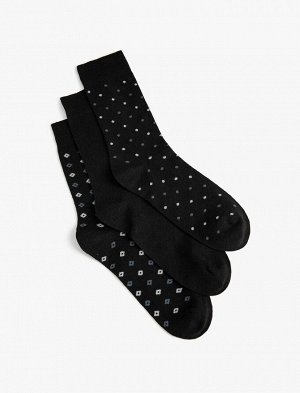 Комплект мужских носков из трех предметов с геометрическим узором