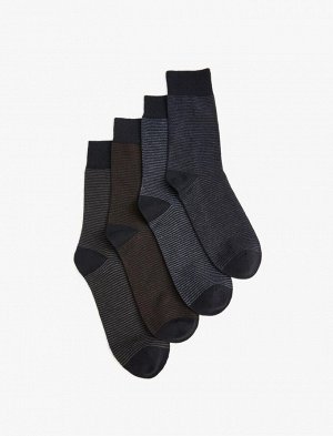 Мужской комплект носков в полоску из 4 предметов, разноцветный