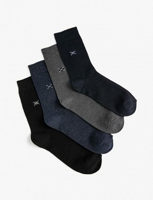 KOTON Комплект мужских носков из 4 предметов с геометрическим узором