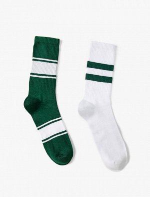 Набор из 2 мужских носков для колледжа в разноцветную полоску