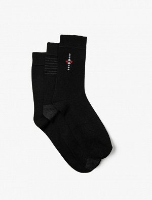 Комплект мужских носков из трех предметов с разноцветным геометрическим узором